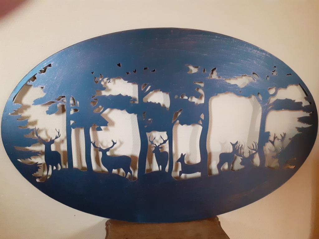 SUPERBE DECORATION MURALE EN METAL PATINE (les cerfs)., Enlèvement, Neuf