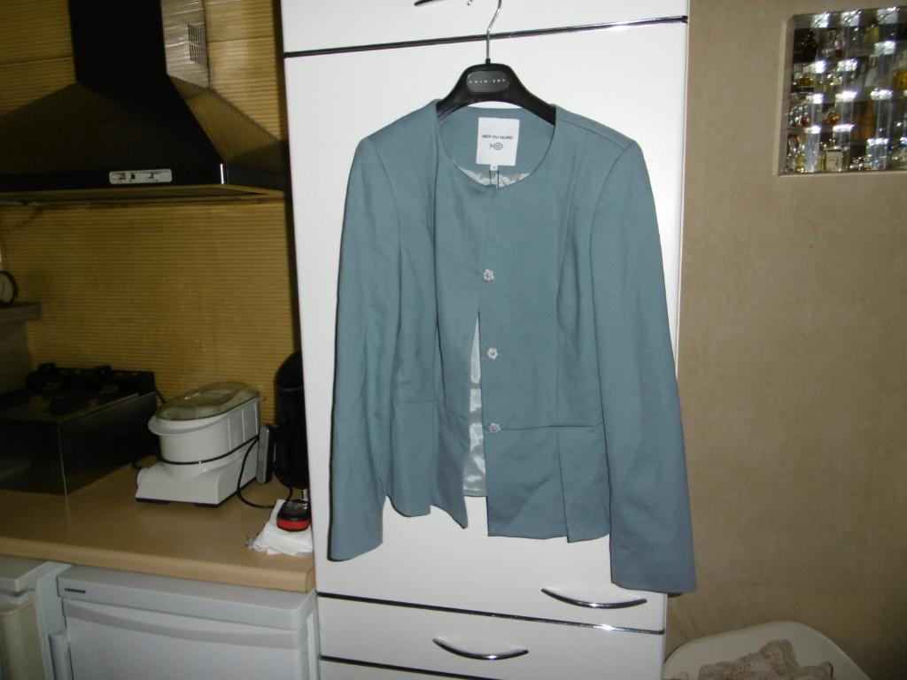 kledij dames vest kort nieuw grijs/blauw, 42, merk mer du no, Kleding | Dames, Blauw, Maat 42/44 (L), Nieuw, Ophalen of Verzenden