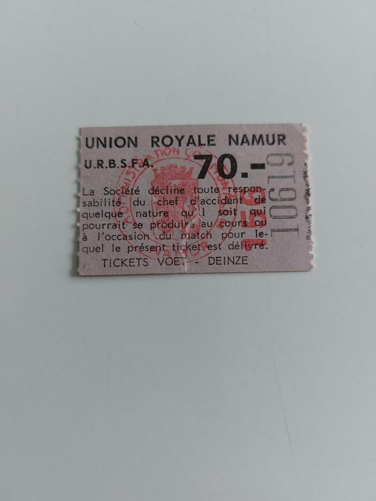 Billet de football UR Namen années 1970-80, Enlèvement ou Envoi, Comme neuf