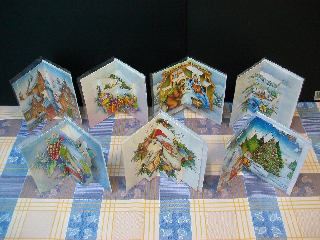 Kerstkaarten 3D - Kerstman - Kerstwensen - Vintage - Retro, Diversen, Kerst, Zo goed als nieuw, Ophalen of Verzenden