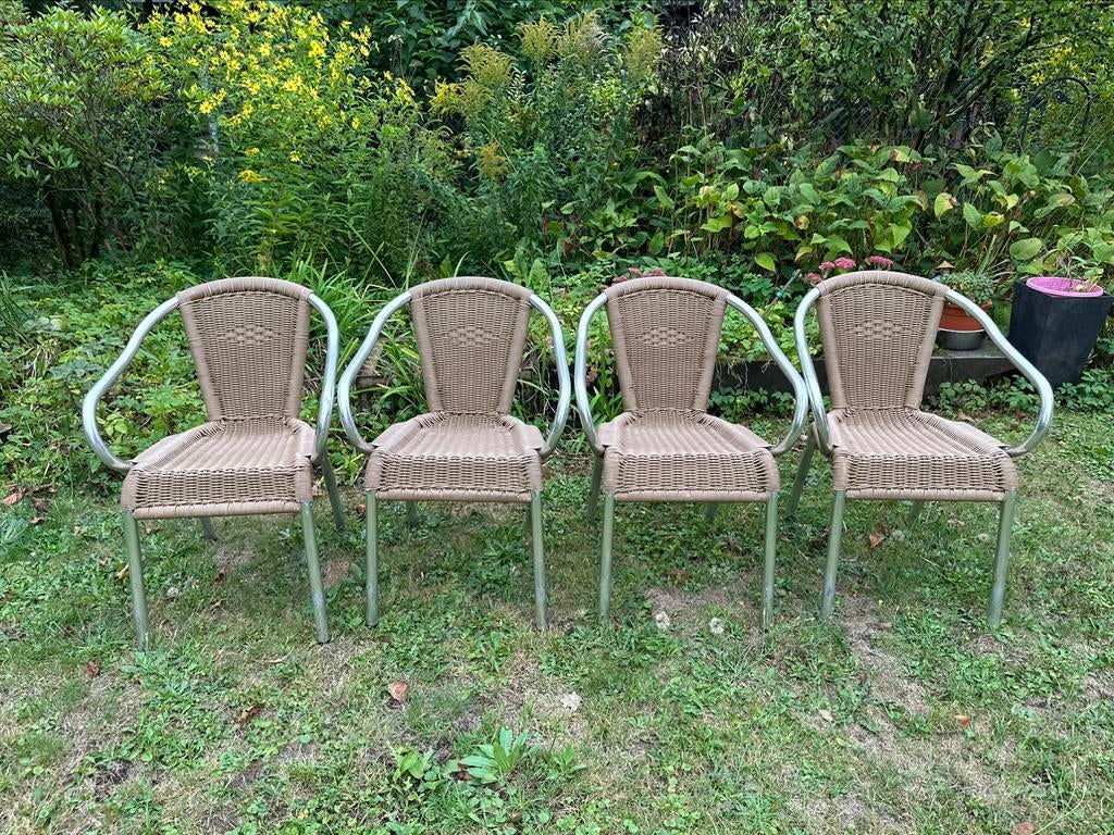 4 tuinstoelen inox kunststof stoelen, Tuin en Terras, Ophalen, Kunststof