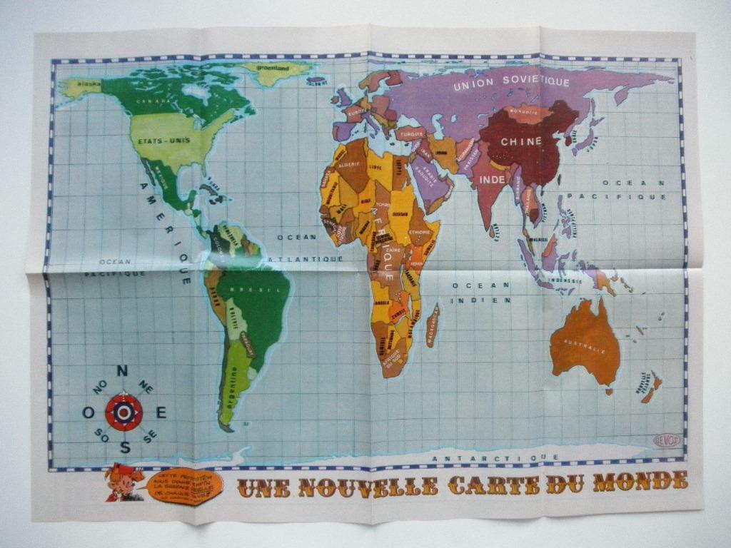 Poster Spirou 2237 - Carte du monde - Devos - 26 fév 1981, Une BD, Comme neuf, Enlèvement, Devos