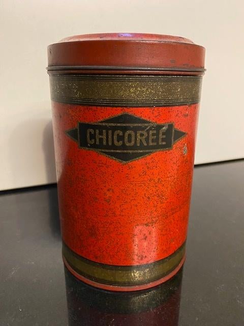 Vintage Blik Chicorée - voorraad pot - opbergblik, Verzamelen, Ophalen of Verzenden, Gebruikt, Overige, Overige merken