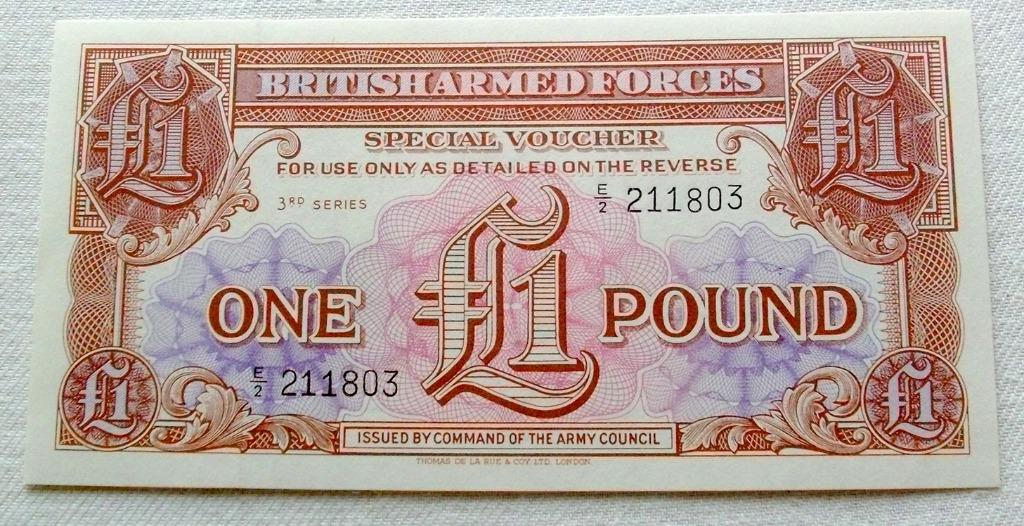 UK 1956 bankbiljet 1 Pond Strijdkrachten (Sues crisis) - UNC, Postzegels en Munten, Verzenden, Overige landen, Los biljet
