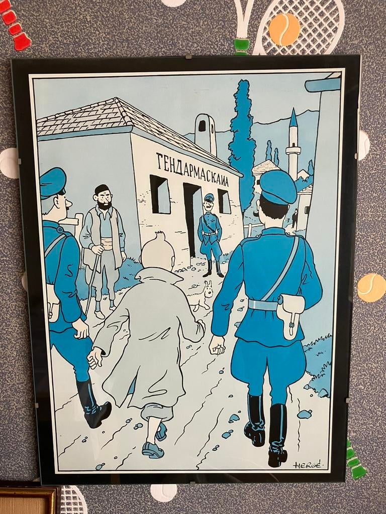Superbe estampe d'Hergé, Enlèvement ou Envoi, Comme neuf