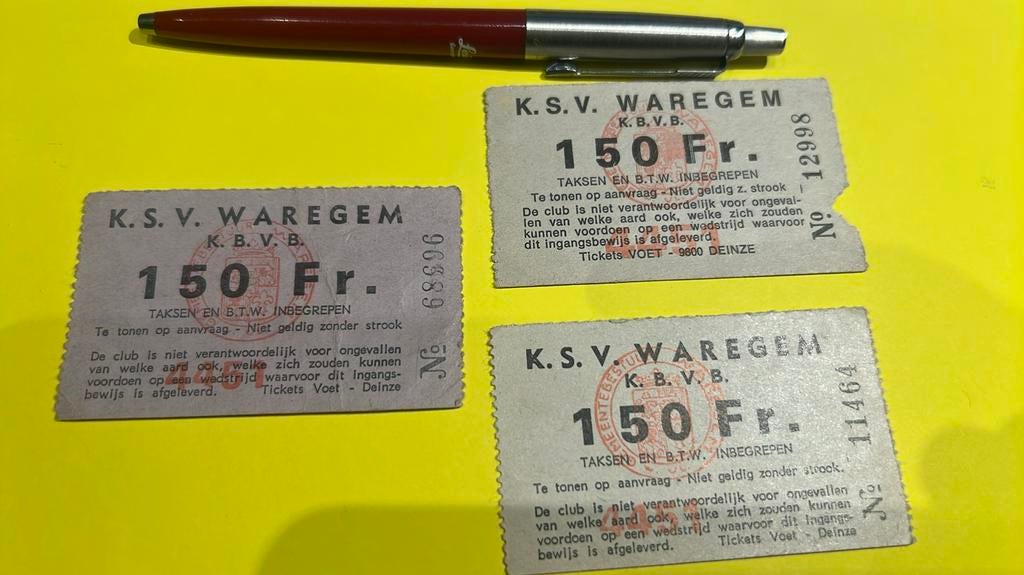 3 oude KSV Waregem tickets, Verzamelen, Verzenden