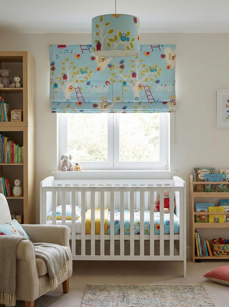Store Romain + Abat-Jour Hiboux Oiseaux - Chambre Enfant, Enlèvement, Utilisé, Rideaux ou Lamelles