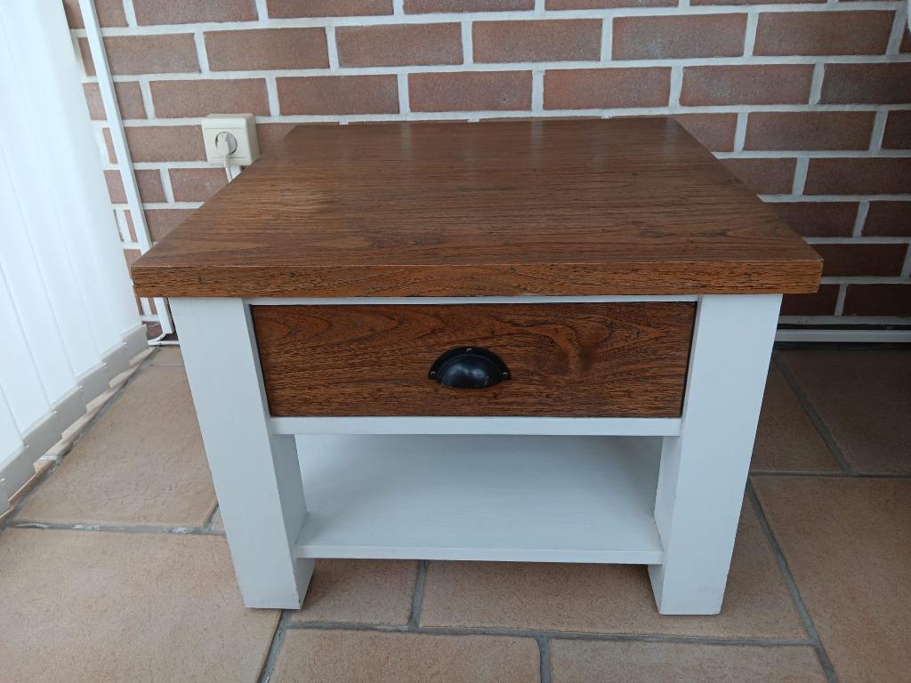 Salontafel/bijzettafel met bank - (Vintage), Gebruikt, Vierkant, 55 tot 75 cm, Hout