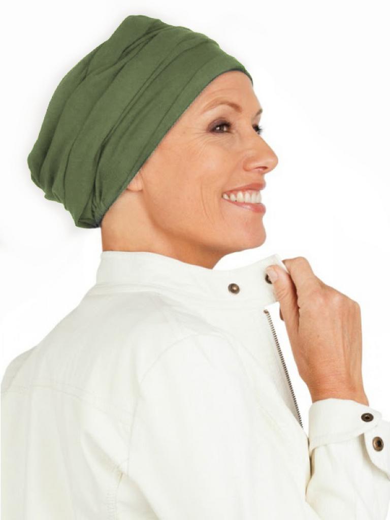 Chemo muts olijfgroen/ alopecia, Kleding | Dames, Ophalen of Verzenden, Zo goed als nieuw
