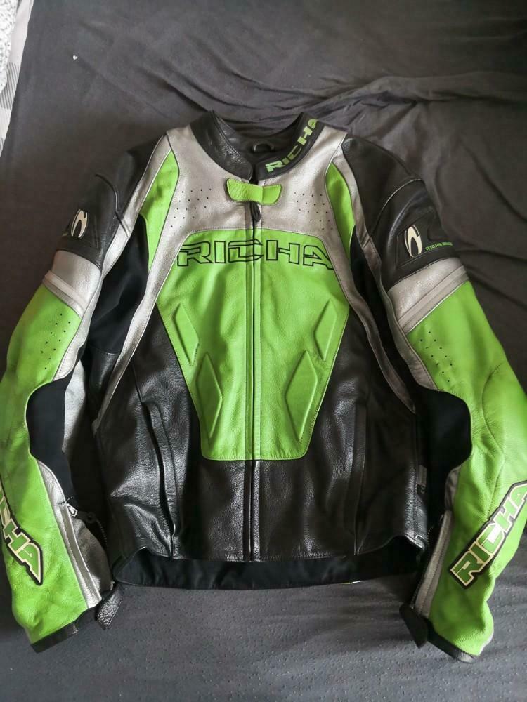 Veste moto en cuir Richa Kawasaki., Ophalen, Tweedehands, Jas | leer