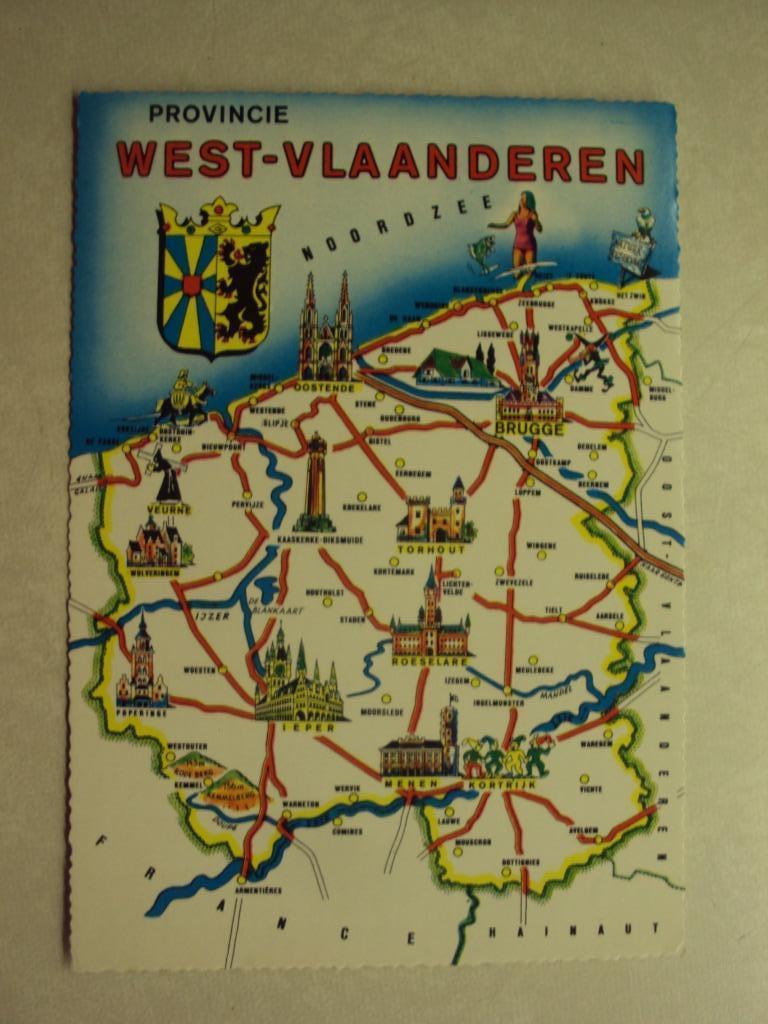 47709 - KAART WEST-VLAANDEREN MET DE VOORNAAMSTE STEDEN, Envoi, Flandre Occidentale