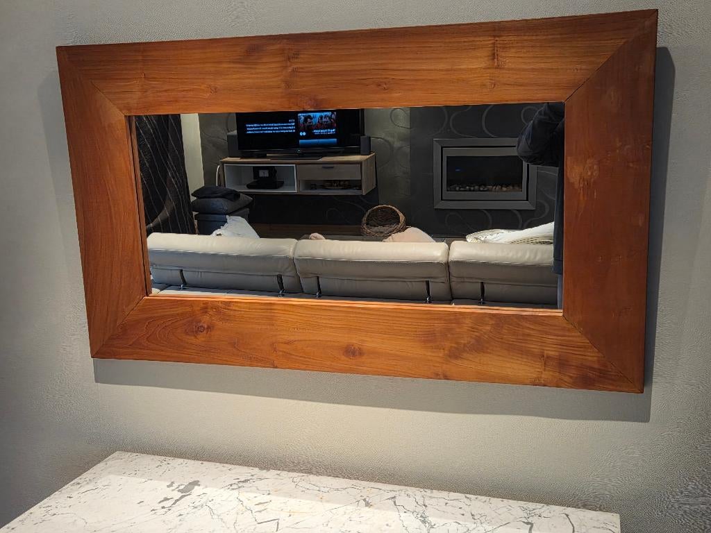 Miroir en teck L 70 cm x L 120 cm, Comme neuf, Enlèvement, 50 à 75 cm, 100 à 150 cm