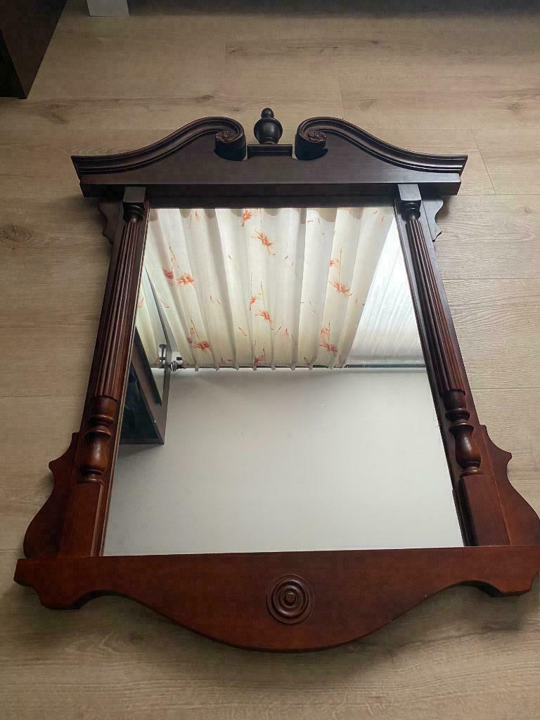 Grand miroir classique en chêne, Enlèvement, Comme neuf, Rectangulaire