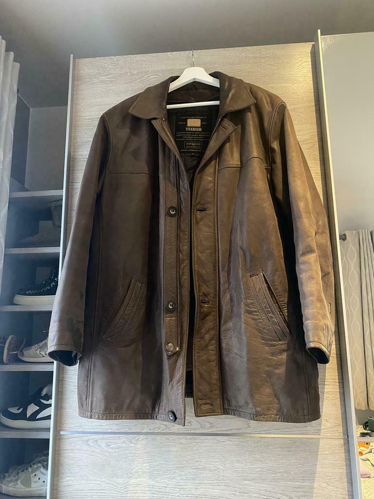 Oakwood leren herenjas - XXL, Gedragen, Overige maten, Bruin, Oakwood