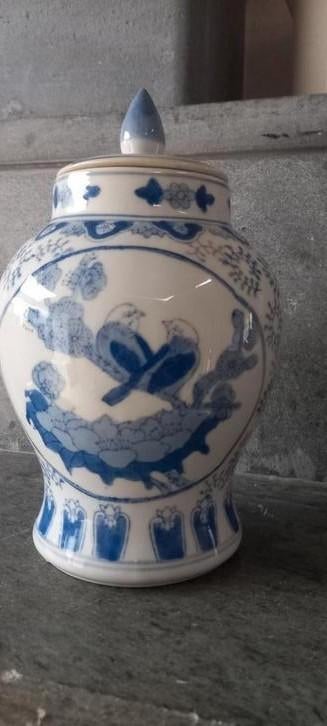 Mooie vaas met Delfts blauwe motieven 23cm, Enlèvement ou Envoi