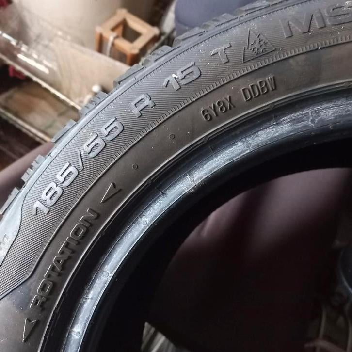 1 winterband UniRoyal 185/55 R15 T MS plus 77, Ophalen, Gebruikt, 15 inch, Band(en)