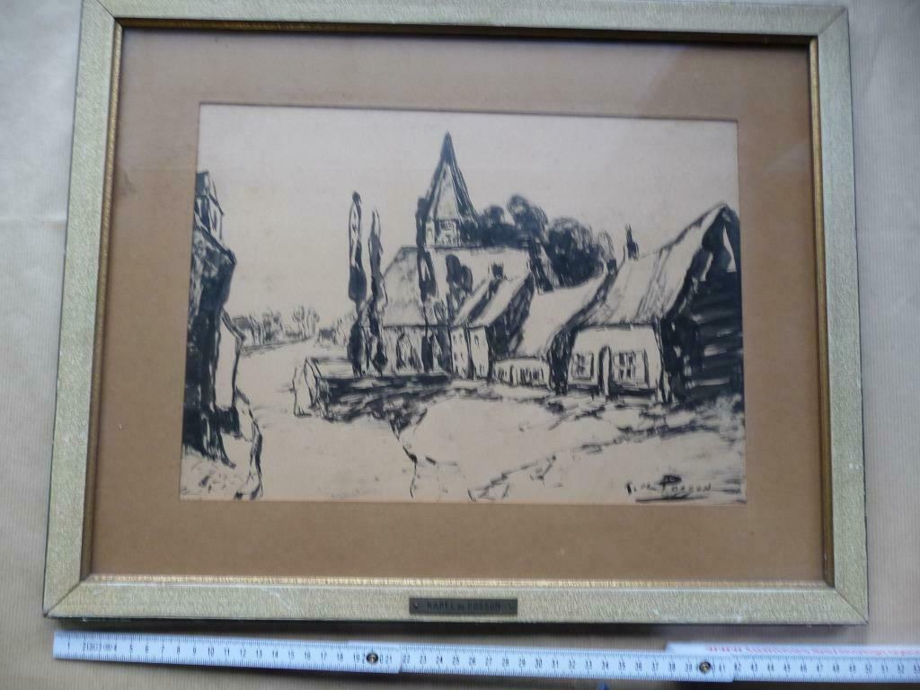 KAREL DE POSSON - LAVIS - DORPSGEZICHT, Antiek en Kunst, Ophalen of Verzenden