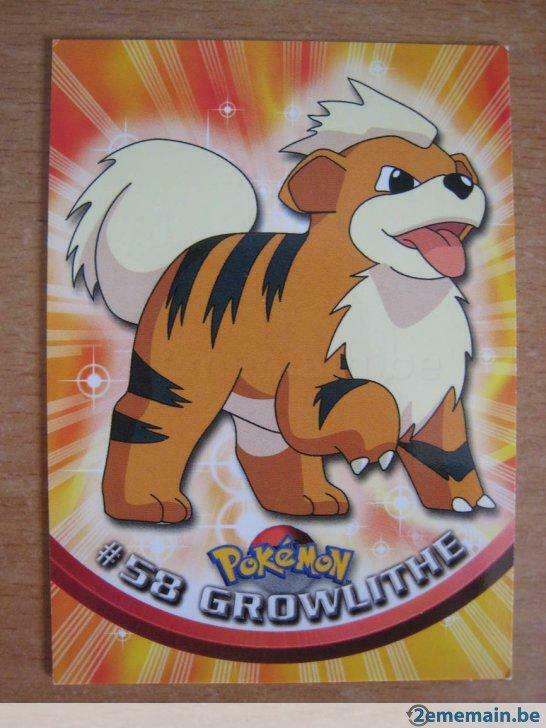 pokemon topps english n° 58 growlithe caninos, Envoi, Utilisé, Cartes en vrac