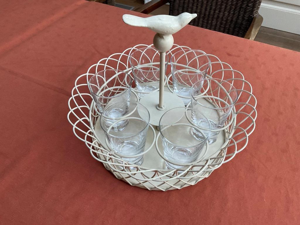 Glazenrekje met vogelhandvat en 6 glazen, Ophalen of Verzenden, Nieuw, Frisdrankglas