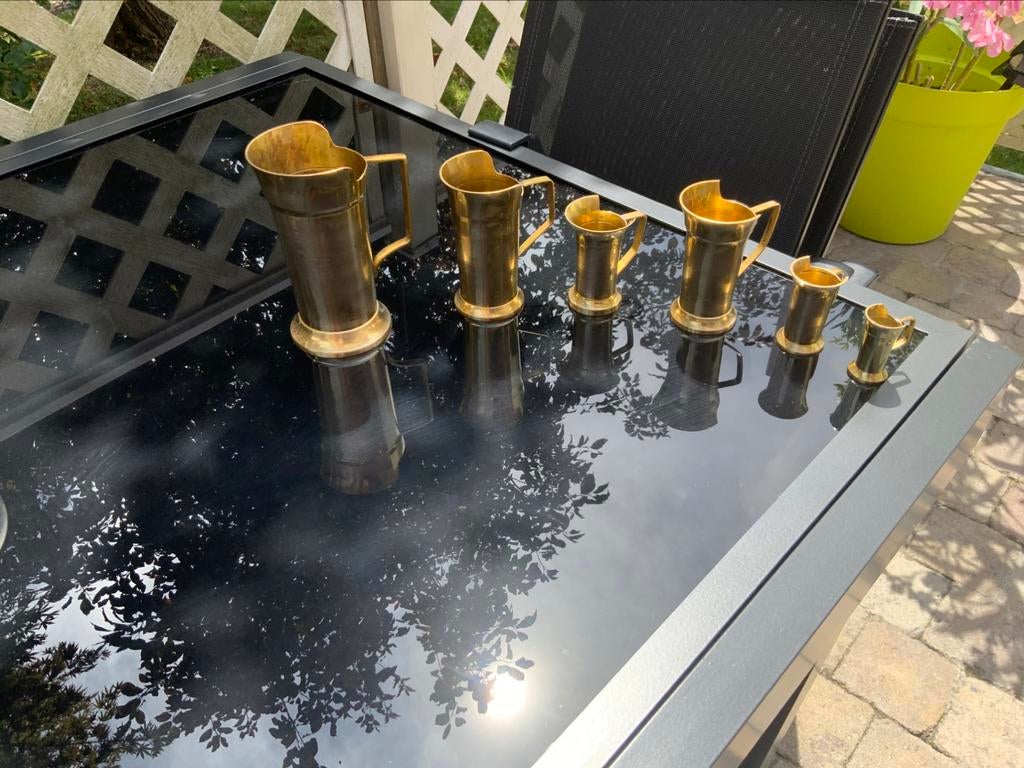 6 pots en laiton, Enlèvement ou Envoi
