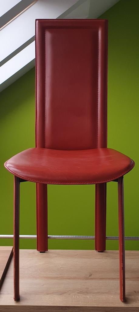 6 Italiaanse lederen designstoelen, Huis en Inrichting, Stoelen, Ophalen