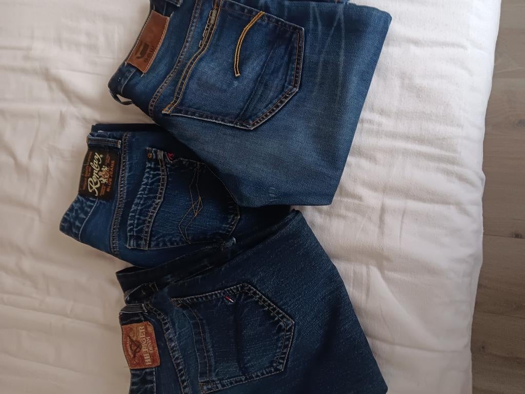 3 jeansbroeken maat 31/32 tommy, G Star,  replay, Kleding | Heren, Ophalen, Gedragen