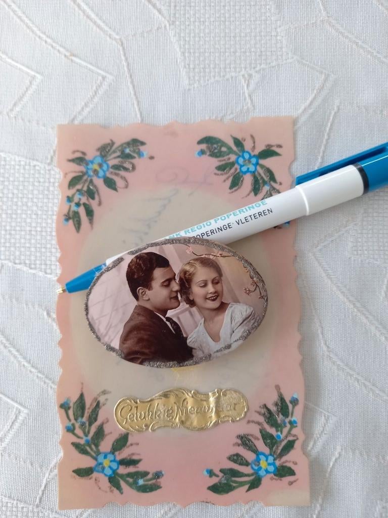 Oude postkaart  in nacré.  1 €, Verzamelen, Ophalen of Verzenden