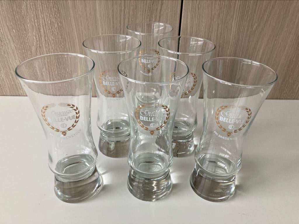 Set 6 bierglazen Geuze Lambik Belle-vu, Verzamelen, Ophalen of Verzenden, Zo goed als nieuw