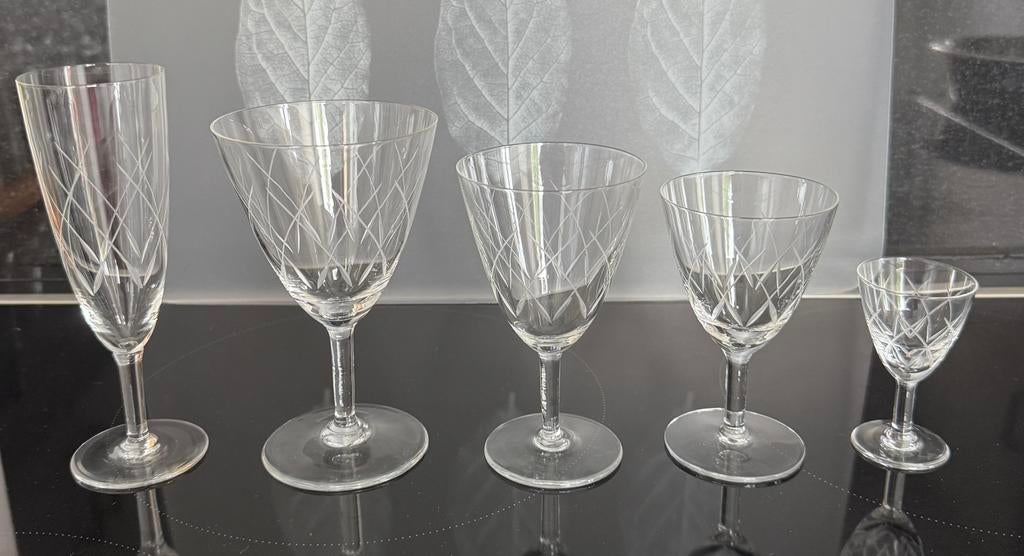 Set van 50 kristallen glazen, Ophalen, Zo goed als nieuw
