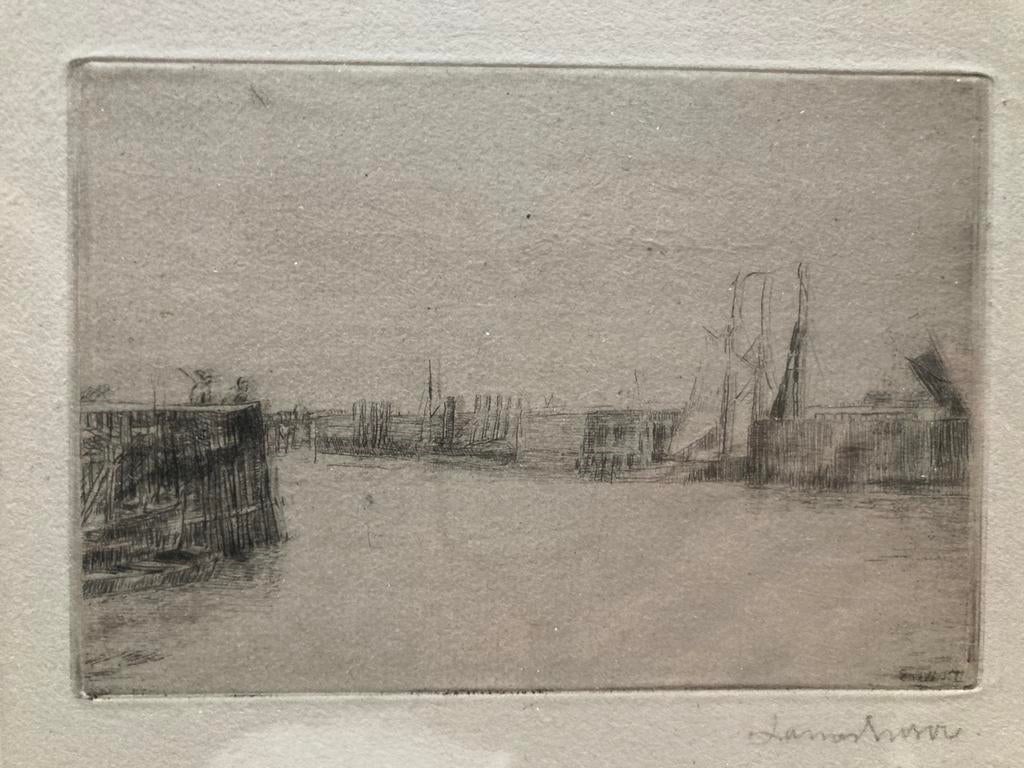 ENSOR James     **STAKETSEL Oostende** 1887 ets/droge naald, Antiek en Kunst, Ophalen of Verzenden
