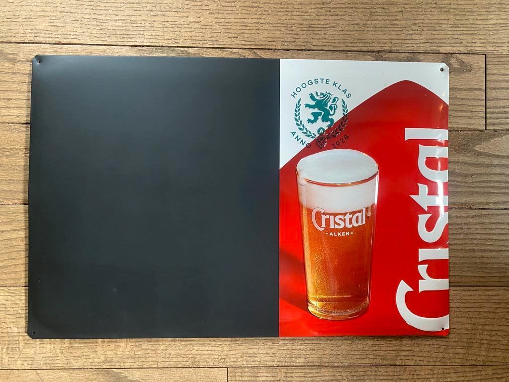Cristal Alken reclamebord / krijtbord 40 x 60, Verzamelen, Biermerken, Ophalen of Verzenden, Gebruikt, Reclamebord, Plaat of Schild
