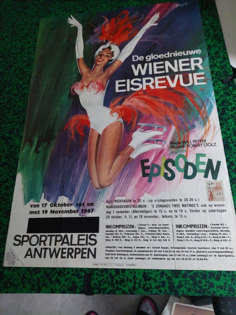 affiche Palais des sports Eisrevue Anvers, de 1967, Envoi, Utilisé, Autres sujets/thèmes