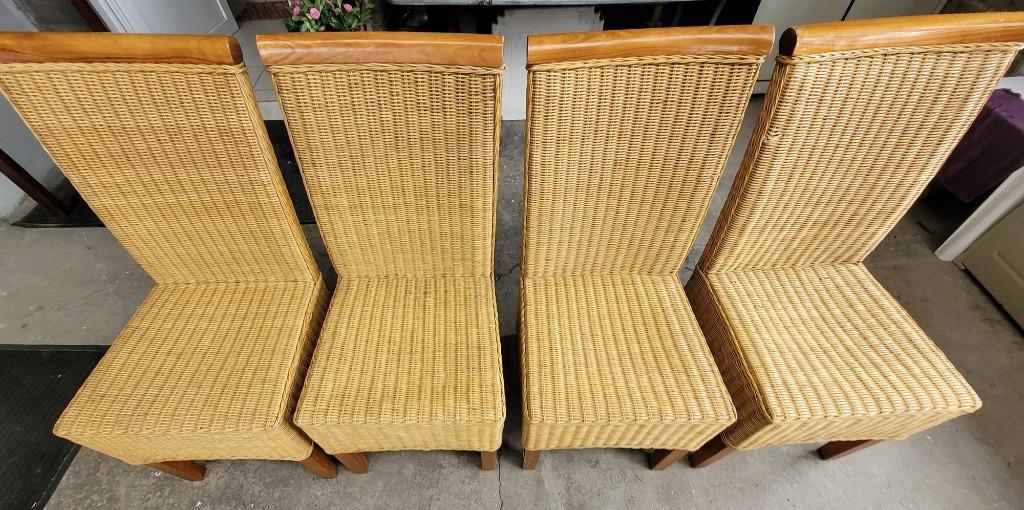 4 rotan/rieten STOELEN in goede staat., Ophalen, Gebruikt, Bruin, Riet of Rotan
