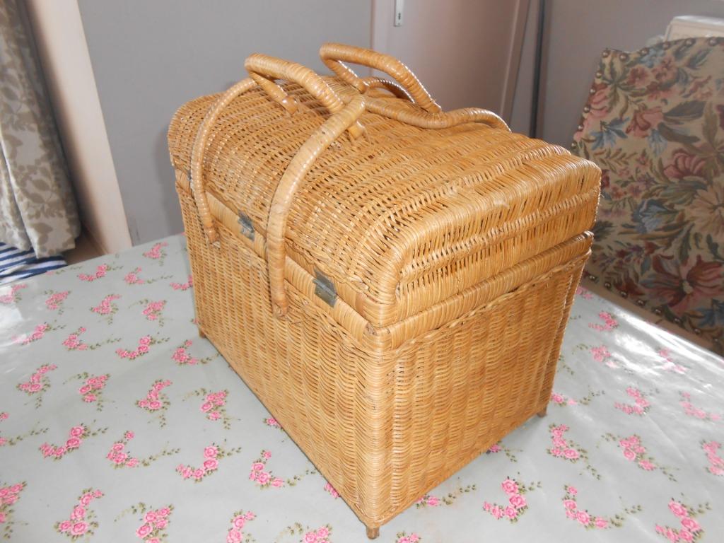 * Vintage rieten picknick/naaimand, jaren '50/'60, Ophalen of Verzenden
