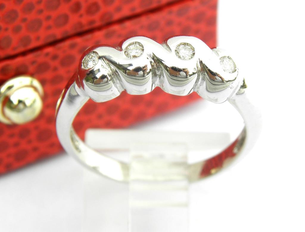 18KT dames ring witgoud met diamanten, Bijoux, Sacs & Beauté, Bagues, Enlèvement ou Envoi, Comme neuf, Or, 17 à 18