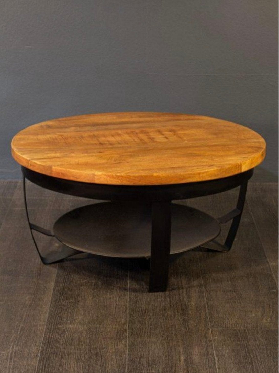 table basse manguier 90cm, Rond, Comme neuf, Enlèvement, 50 à 100 cm