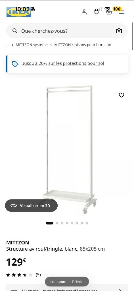 Tringle ssur roulettes, Comme neuf, Métal, Autres styles, Enlèvement