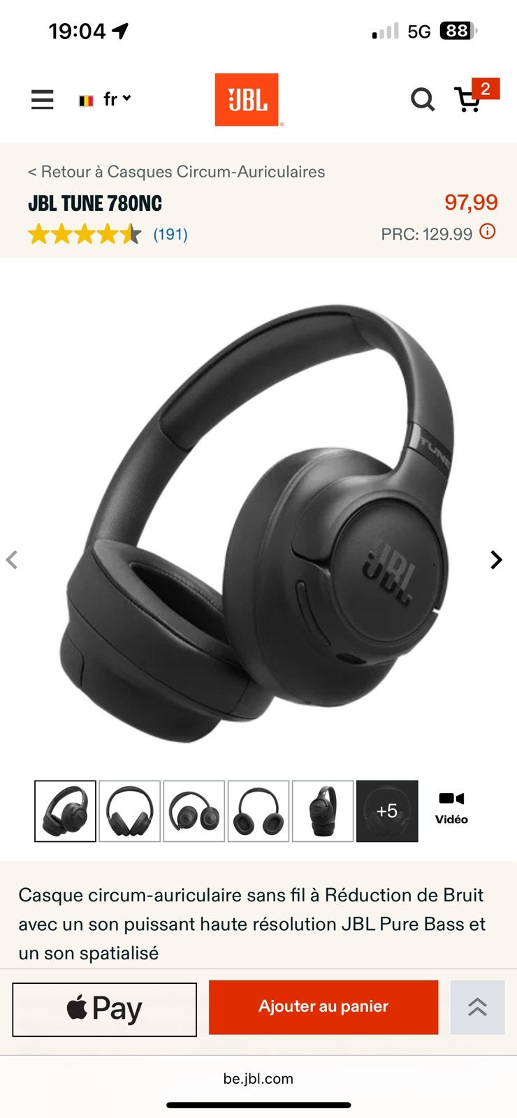 Casque JBL Tune 780 nc neuf! Sous blister., Neuf, JBL, Ouvert, Noir