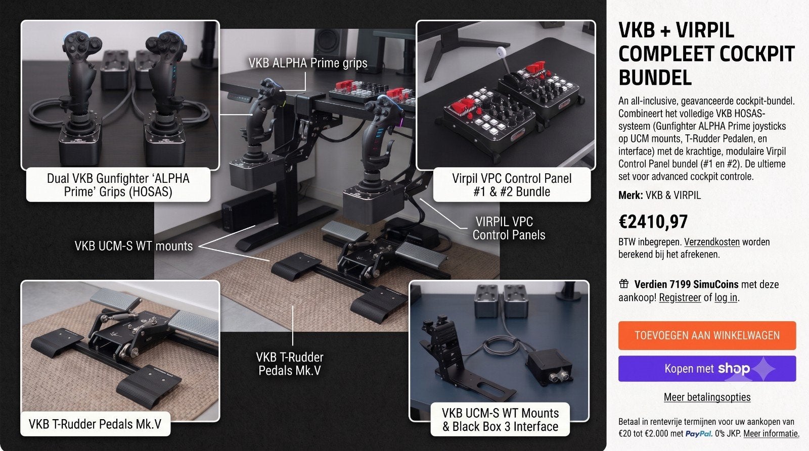 PREMIUM Flight Simulator setup, Computers en Software, Joysticks, Ophalen, Zo goed als nieuw, VKB Virpil
