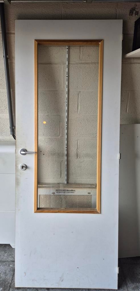 Houten binnendeur met glas, Doe-het-zelf en Bouw, Ophalen, Glas, Binnendeur