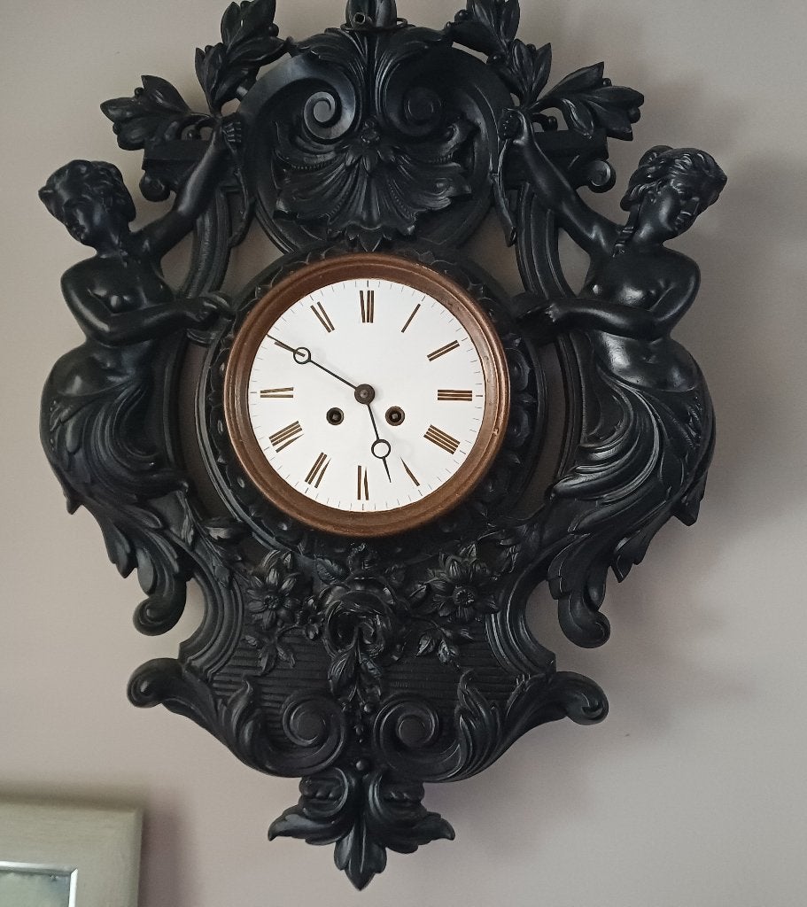 Antieke jachtklok in gietijzer, Antiek en Kunst, Ophalen