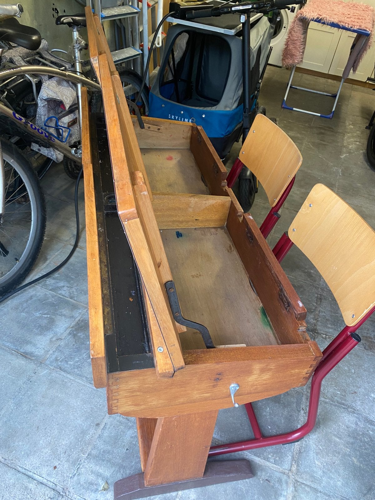 Oude schoolbank te koop of ruilen met iets, Enlèvement, Comme neuf