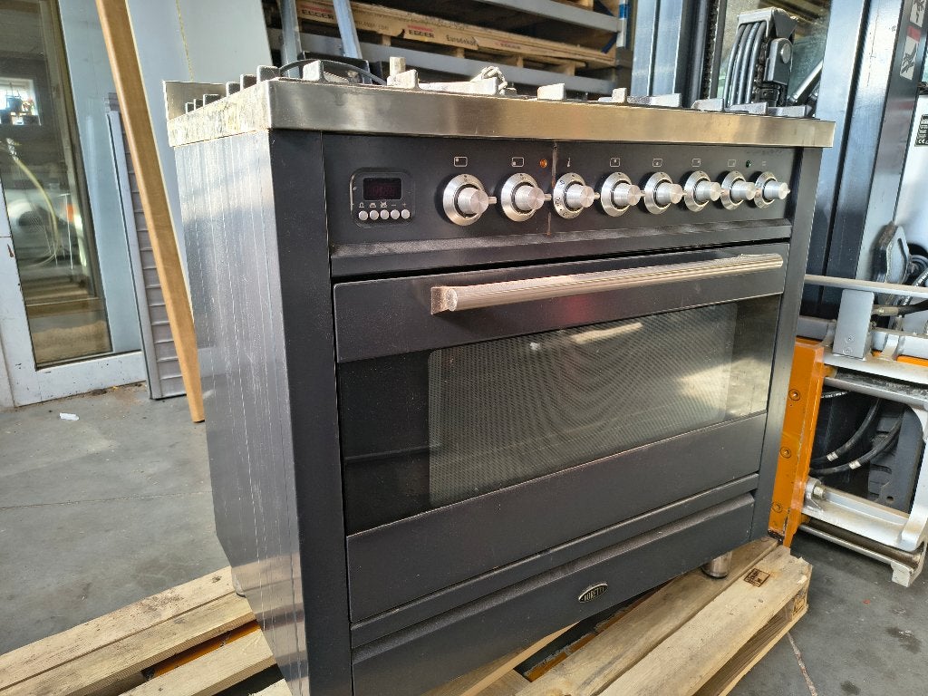 Boretti gasfornuis 90 cm met 6 branders, Elektronische apparatuur, Ophalen, Gebruikt, 60 cm of meer, Gas