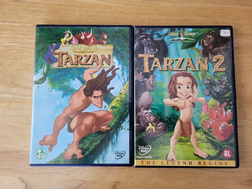 Lot DVD Disney Tarzan 1 & 2, Matériel bonus, Tous les âges, Néerlandais, Néerlandais