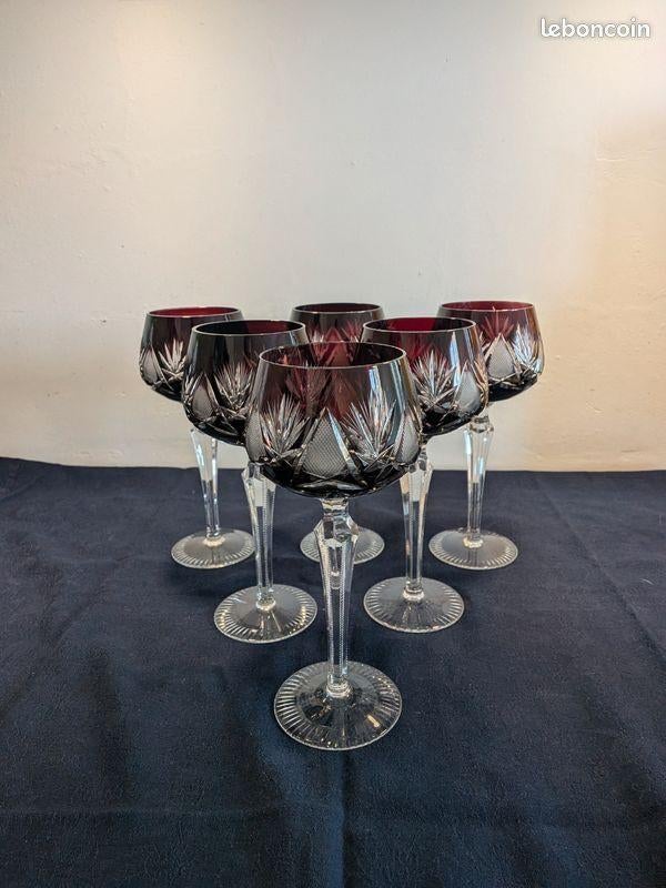 6 Verres Roemer Cristal  Rouge, Enlèvement ou Envoi