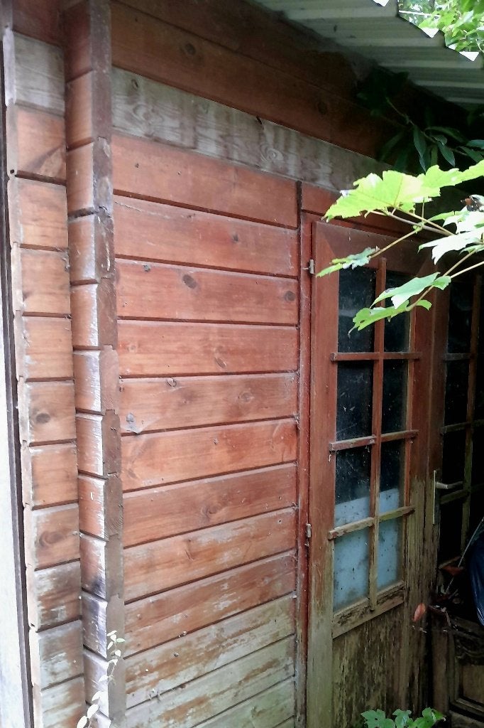 Garage duo en bois massif, Utilisé, 500 cm ou plus, Bois, 1 fenêtre