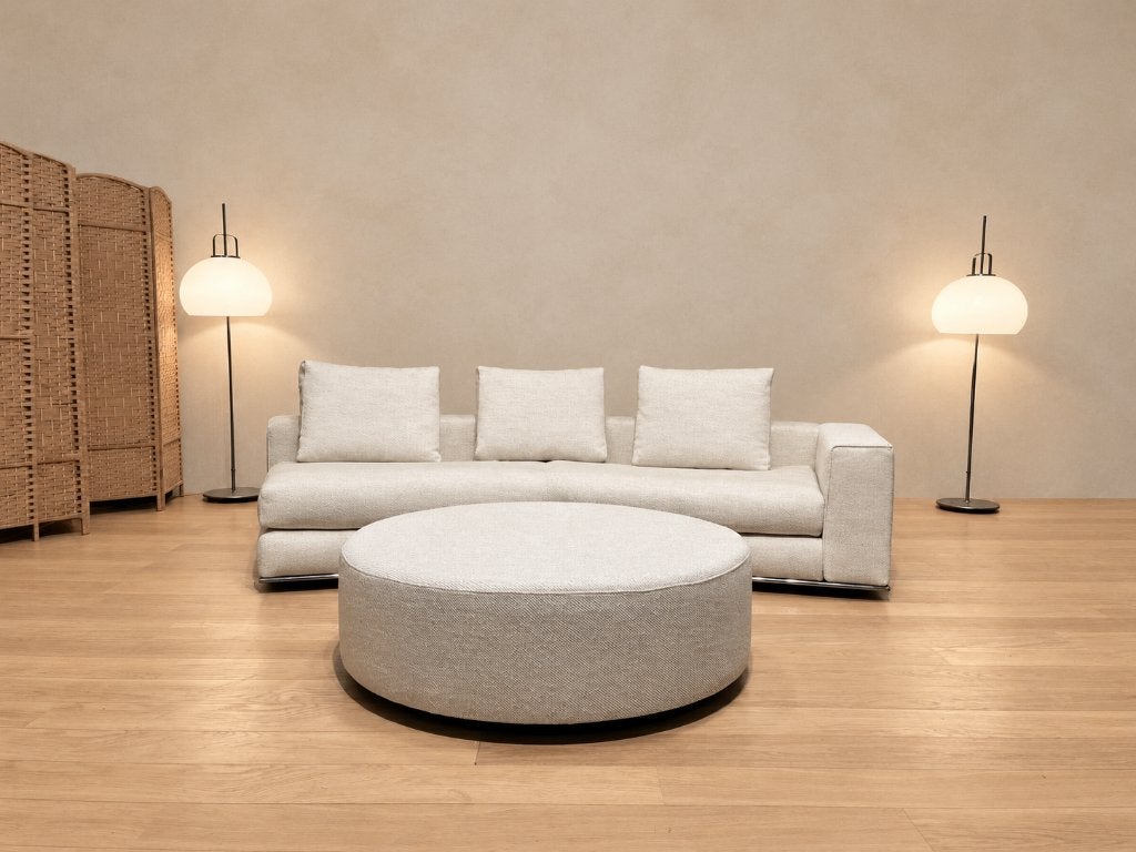 NIEUW Minotti Hamilton Knik + Hocker + GARANTIE | NP €22.500, 250 tot 300 cm, 125 tot 150 cm, Hoekbank, Nieuw