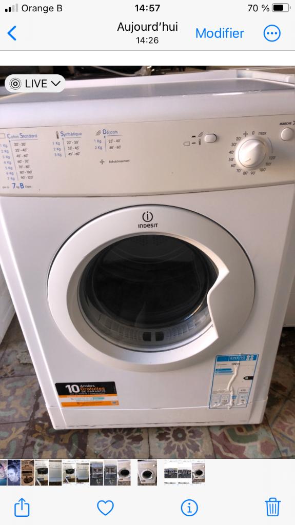 Sèche-linge Indesit à évacuation impeccable, Enlèvement