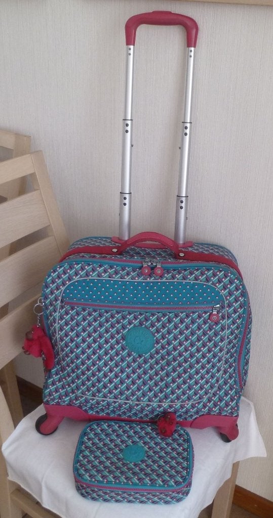 Kipling trolley 4 roues et plumier 100 pens + singes, 40 à 50 cm, Enlèvement ou Envoi, Autres couleurs, Utilisé