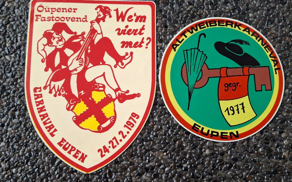 Lot de 2 autocollants Aufkleber Carnival Eupen années 1970, Enlèvement ou Envoi, Comme neuf, Société ou Association